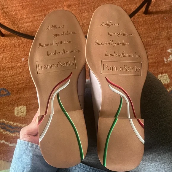 Franco Sarto Edith 2 penny loafer light pink leather wide almond toe block heel - Picture 9 of 16